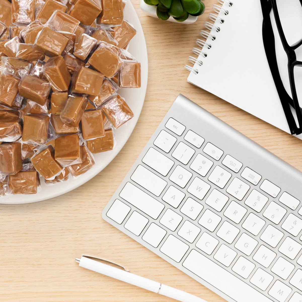 Bulk Caramel Squares Soft Chewy Candy - 20 Oz Bag, Individually Wrapped Classic Caramels Cubes