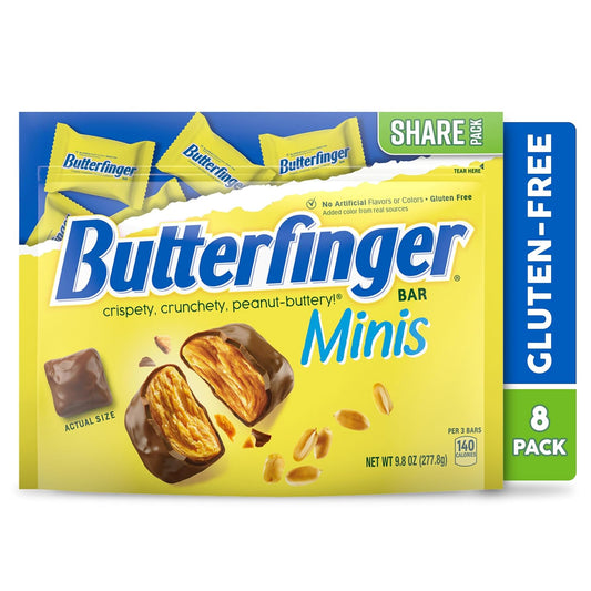 Butterfinger Minis Candy Bars Individually Wrapped, 8 Bags, 9.8 Oz Each