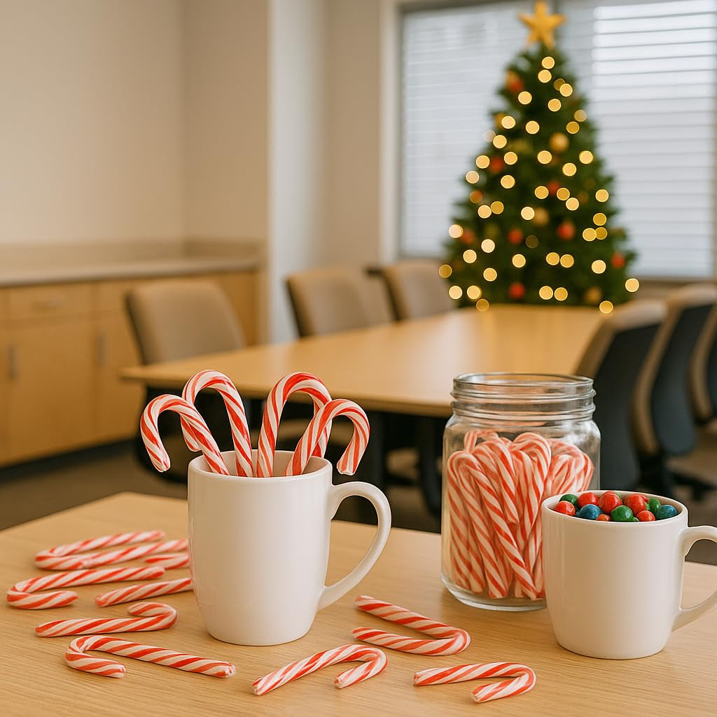Candy Canes Peppermint Flavored 120 Pieces Individually Wrapped Red & White - Holiday Edible Regular Size Bulk Pack Candy Cane