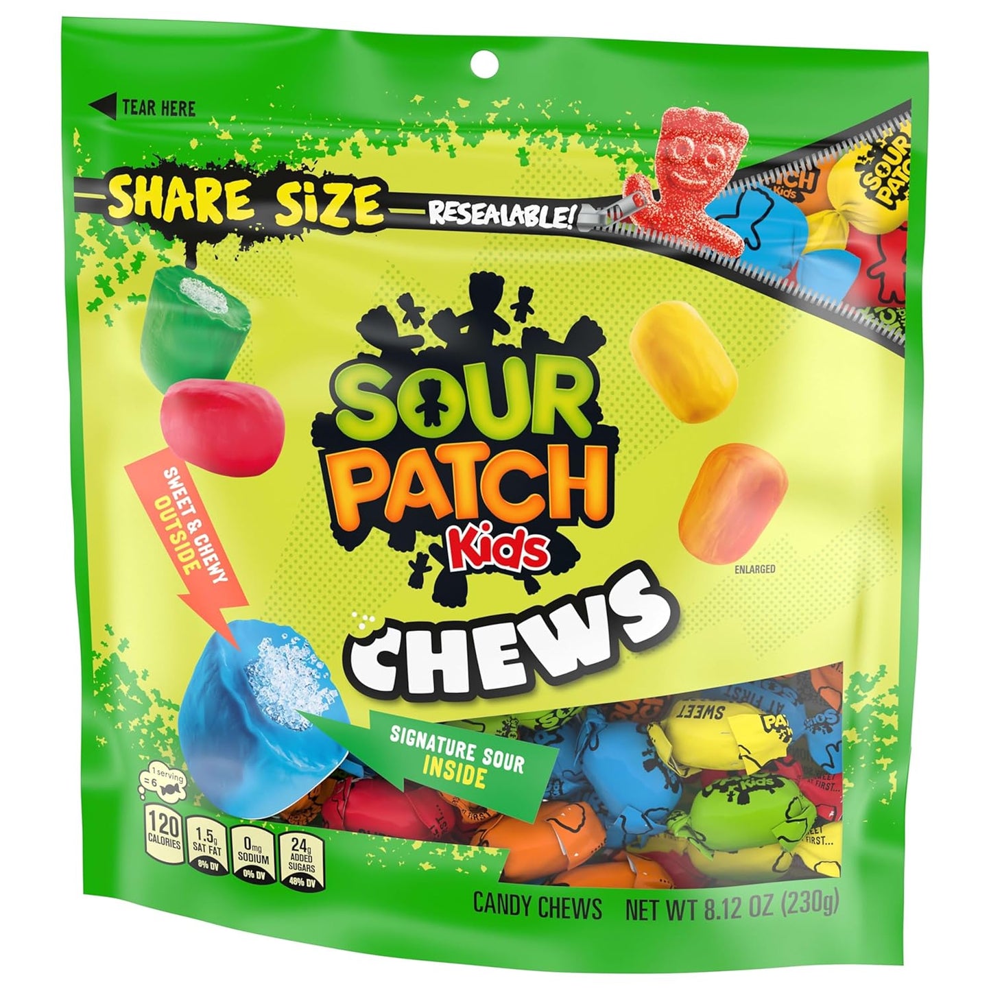 SOUR PATCH KIDS Chews Soft & Chewy Candy, Share Size, 8.12 Oz