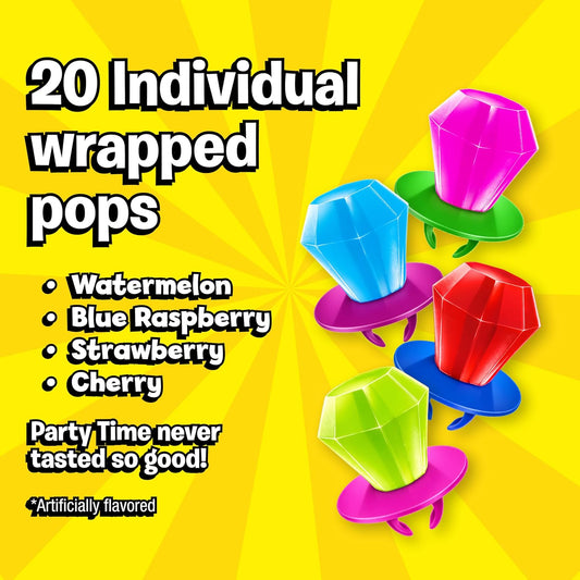 Ring Pop Lollipops - Bulk Candy Individually Wrapped Suckers Variety Party Pack- 20 Count