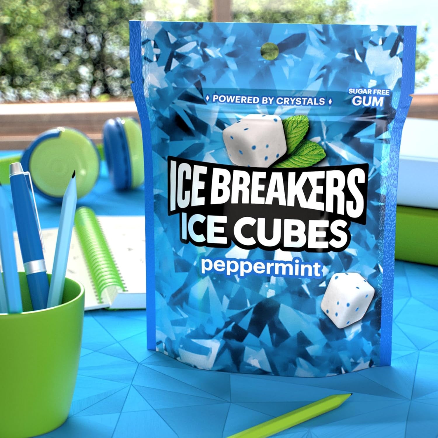 ICE BREAKERS Ice Cubes Peppermint Sugar Free Chewing Gum Pouch, 8.11 Oz (100 Pieces)