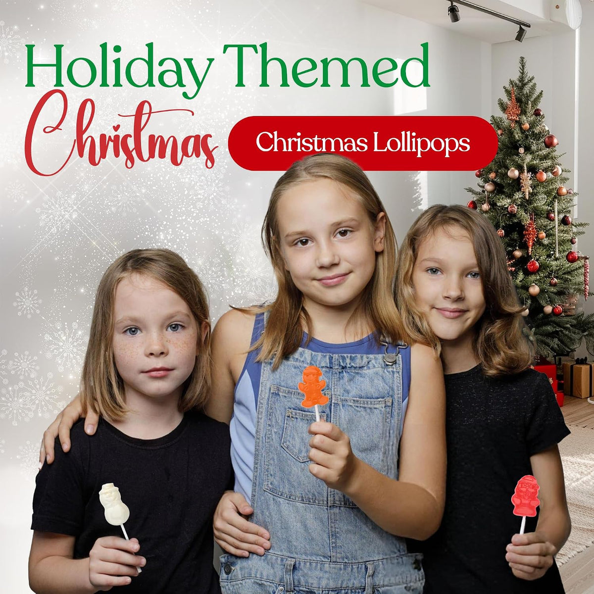 40 Pack Christmas Lollipops - Individually Wrapped Holiday Themed Suckers - Strawberry, Green Apple, Orange, Tutti-Frutti Delicious Flavors