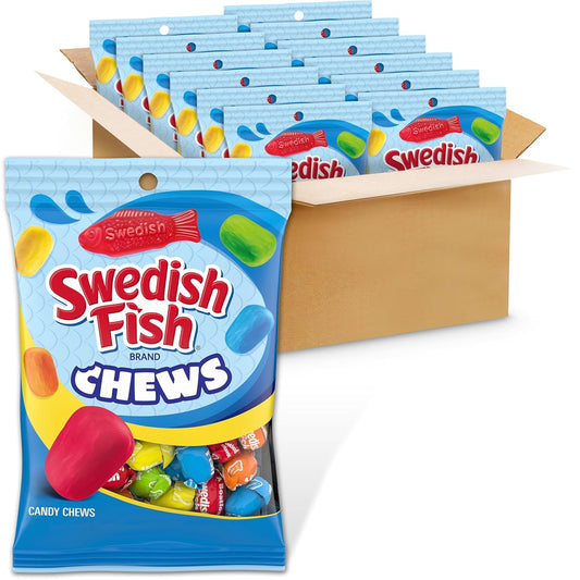 SWEDISH FISH Chews Soft & Chewy Candy, Bulk Candy, 12-5.12 Oz Bags