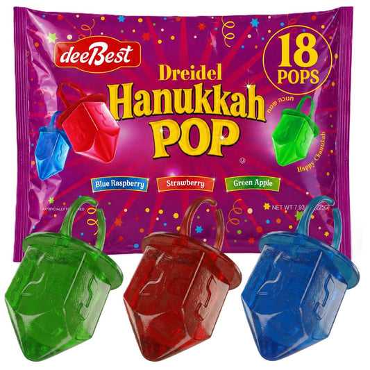 Hanukkah Dreidel Ring Shape Candy Lollipop Dreidels Assorted 18 Pops
