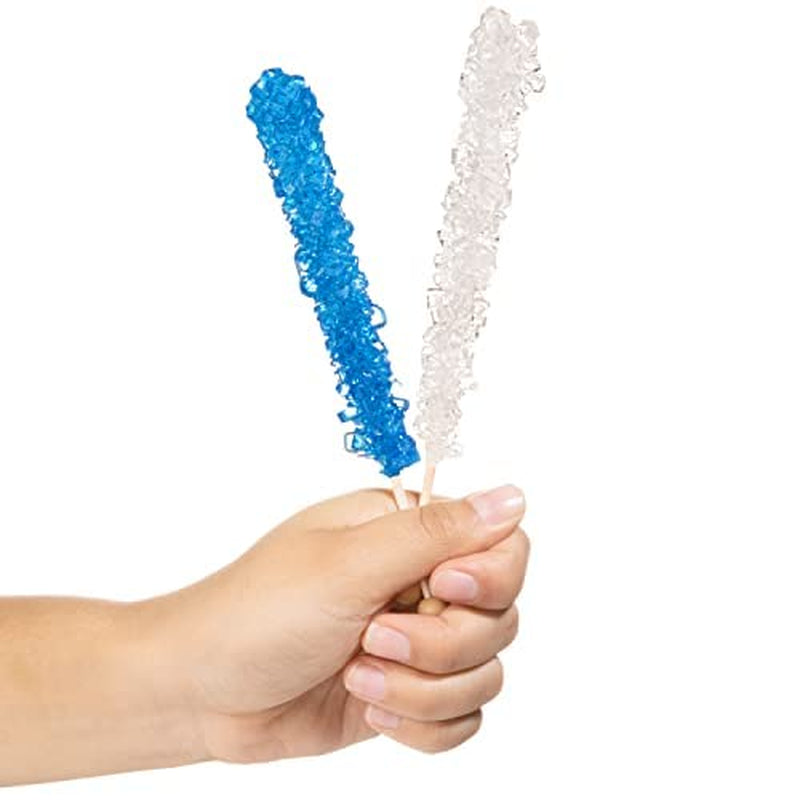 Hanukkah Rock Candy Sugar Sticks - Kosher Certified - 10 Individually Wrapped - Blue & White Candy Party Favors