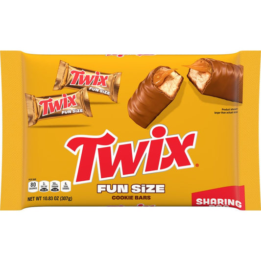 TWIX Fun Size Caramel Cookie Milk Chocolate Candy Bars Bag, 10.8 Oz