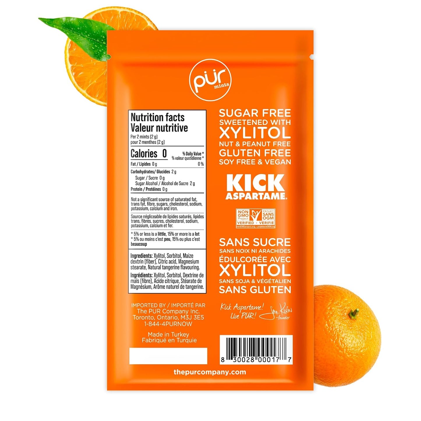 PUR Mints, Tangerine, Xylitol Mints, No Artificial Flavor, 65 Count 