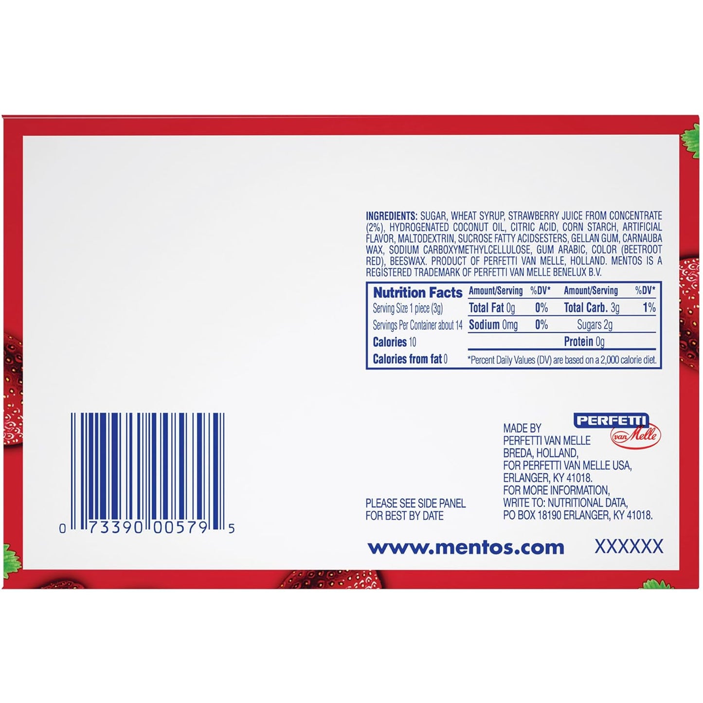 Mentos Chewy Mint Candy Roll, Strawberry, 14 Pieces per Roll, 15 Count Pack