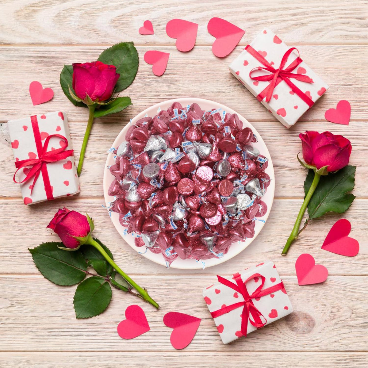 Pink and Silver Foil-Wrapped Milk Chocolate Candy - 1Lb Individually Wrapped Chocolate Approx. 100 Pieces