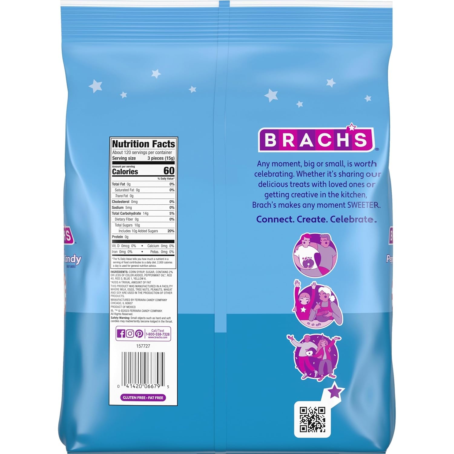 Brach's Star Brites, Peppermint, Individually Wrapped, Made with Real Peppermint Oil, 64Oz