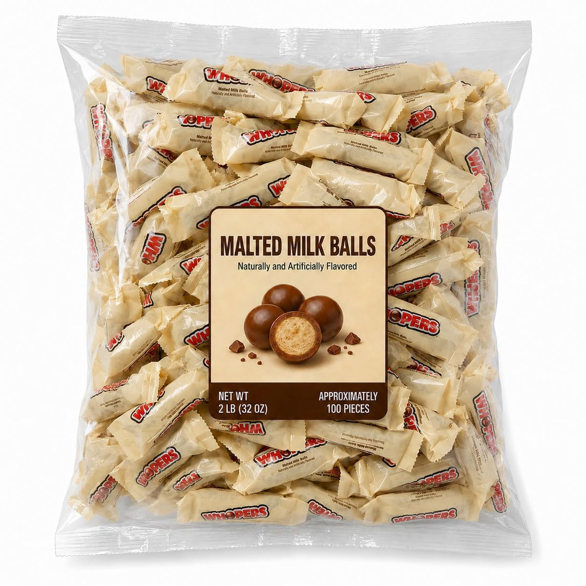 Malted Milk Balls Milk Chocolate Covered Crunchy Candy - 2 Lb (Approx. 100 Pieces)