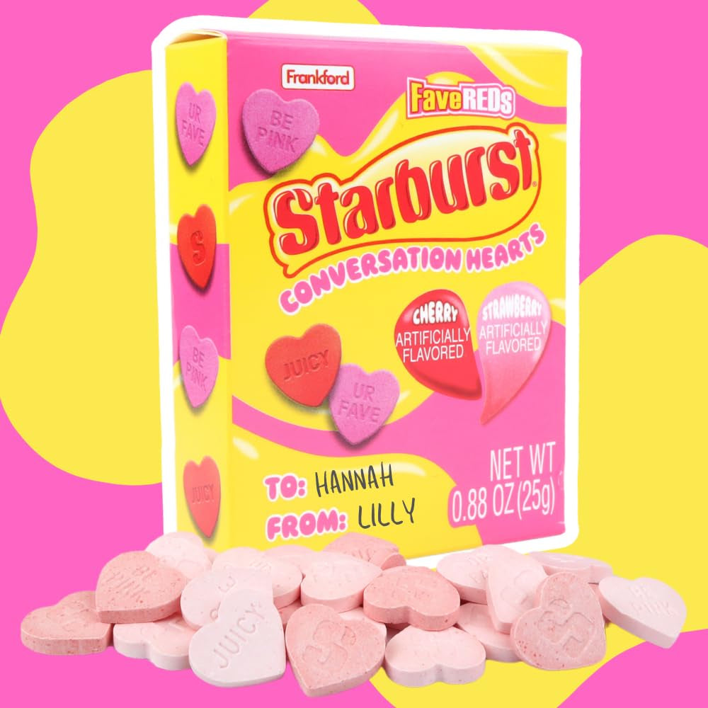 Starbursts Conversation Hearts, Classic Valentine's Day Candy (Pack of 4)