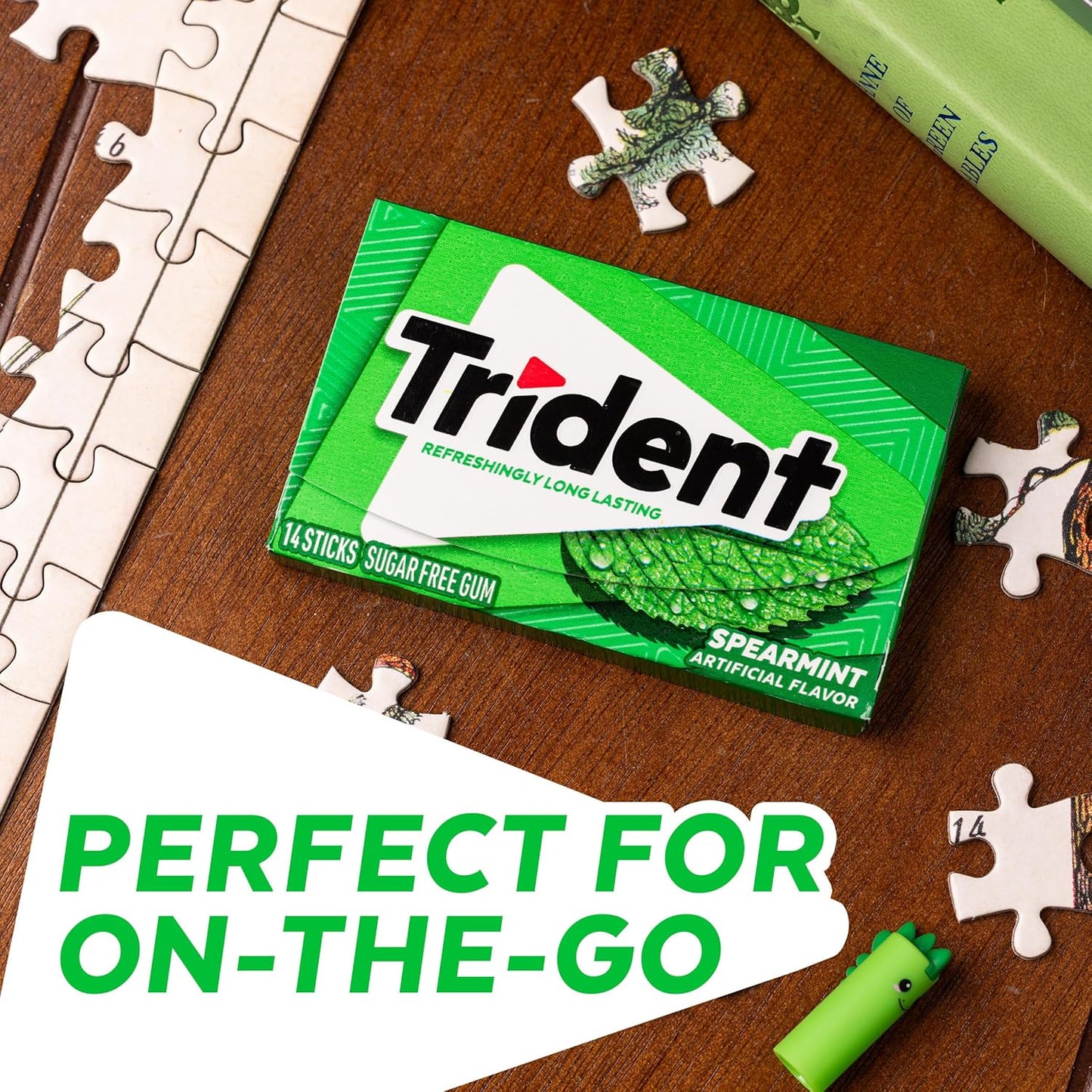 Trident Spearmint Sugar-Free Chewing Gum, 12 Packs of 14 Pieces (168 Total Pieces)