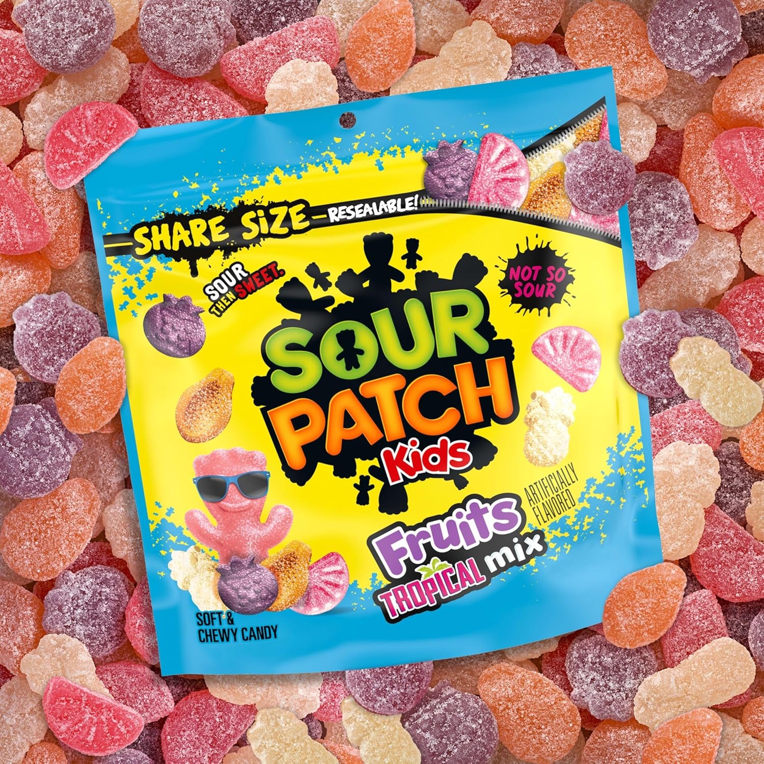 SOUR PATCH KIDS Fruits Tropical Mix Soft & Chewy Gummy Candy, 11.11 Oz
