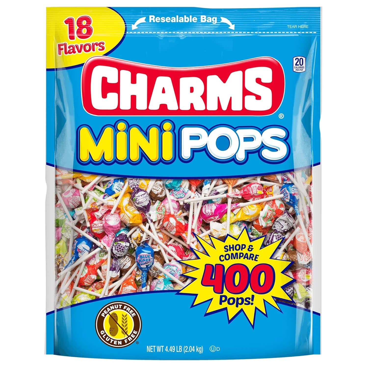 Charms Mini Pops Lollipops, Assorted Flavors, 400 Count (Pack of 1)