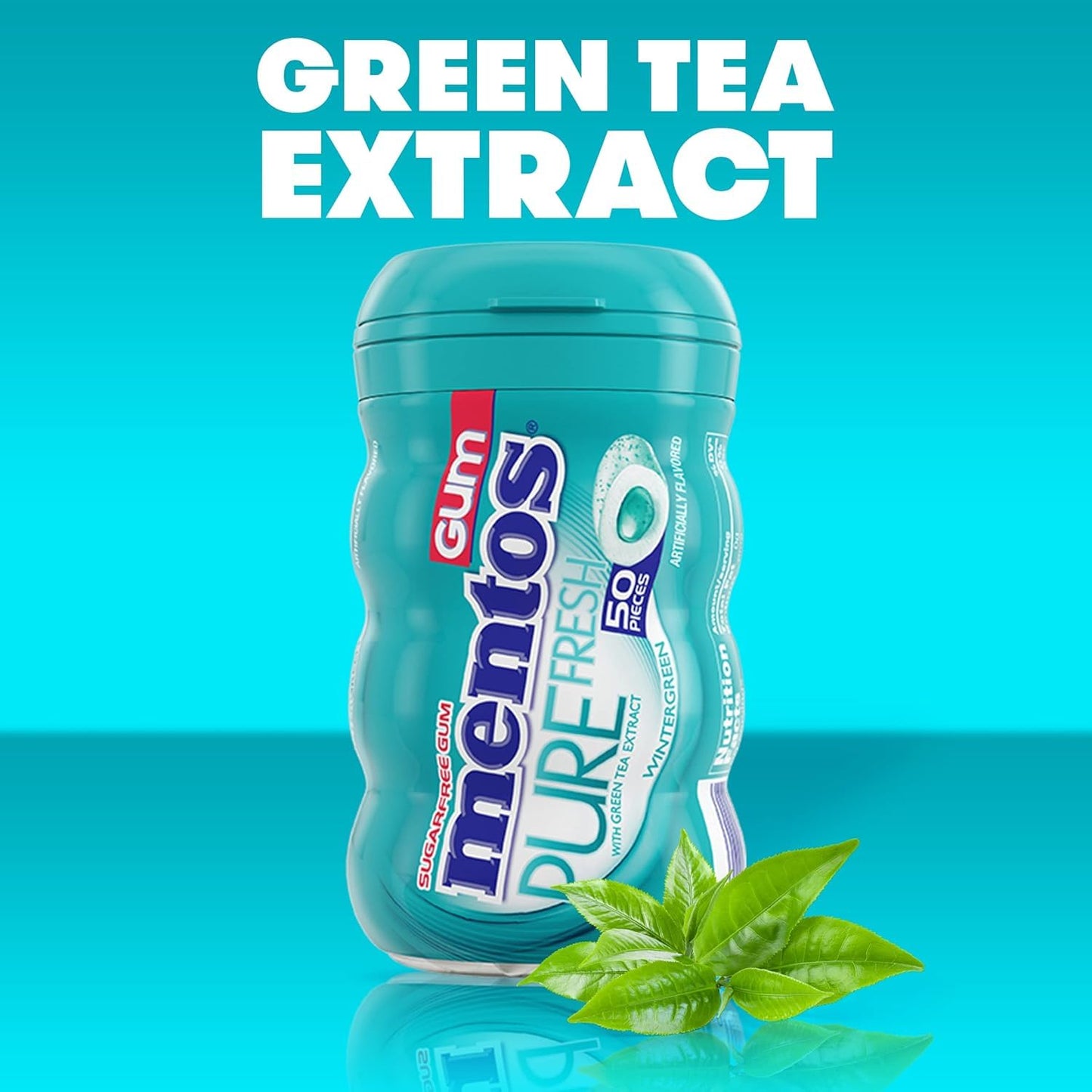 Mentos Pure Fresh Sugar-Free Chewing Gum with Xylitol, Wintergreen, Bulk, 50 Count (Pack of 6) 