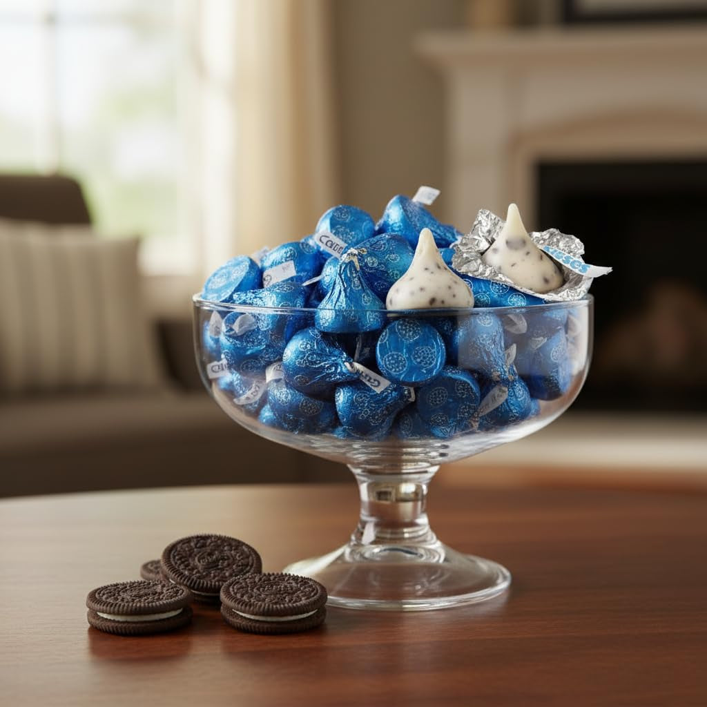 Cookies and Cream Kisses Bulk Candy 200 Pieces - Bulk Chocolate Individually Wrapped Blue Kisses - 2 Pounds