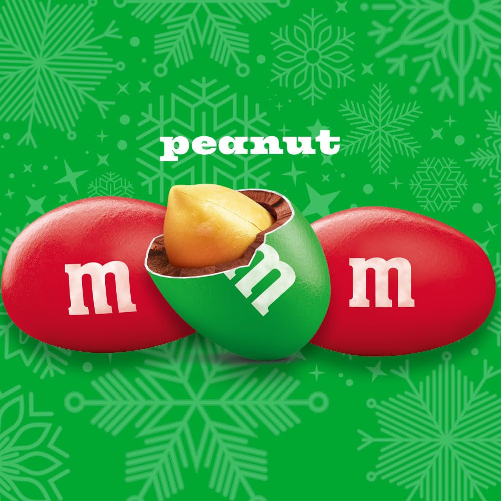 M&M'S Peanut Christmas Candy, Chocolate Christmas Stocking Stuffers, Red and Green Candy Bulk 38 Oz Bag