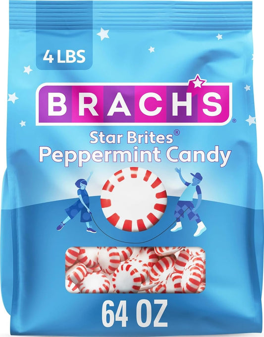 Brach's Star Brites, Peppermint, Individually Wrapped, Made with Real Peppermint Oil, 64Oz