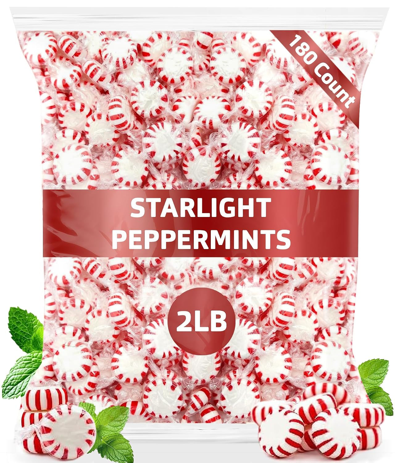 Starlight Peppermint Candy 180 Count, 2 Lb Bag, Old Fashioned Peppermints