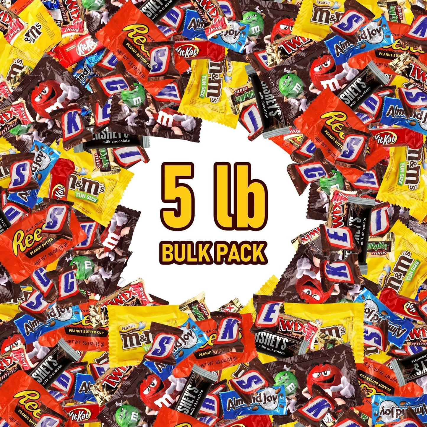 Chocolate Candy Variety Pack 5 Lb, 225 Ct, Fun Size Individually Wrapped | Assorted Milk & Dark Mini Bars for Goodie Bags, Office Snacks, Parties, Gifting, Holidays, Mixed Candy Bowl, Bulk Assortment