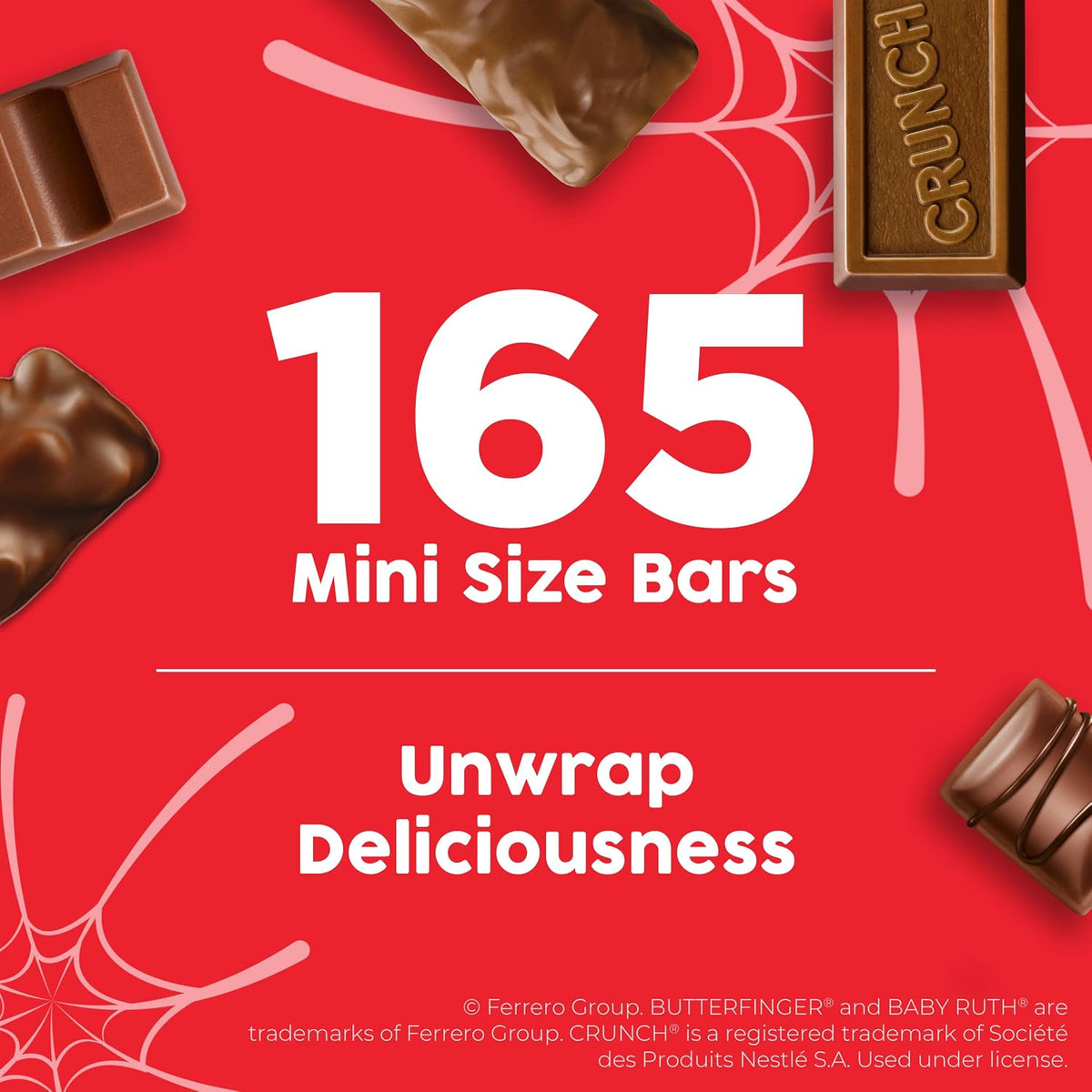 Butterfinger, CRUNCH, 100 Grand, Baby Ruth, Kinder Bueno and Kinder Chocolate, Minis Assorted Halloween Candy Bag, 165 Count, 48.05 Oz