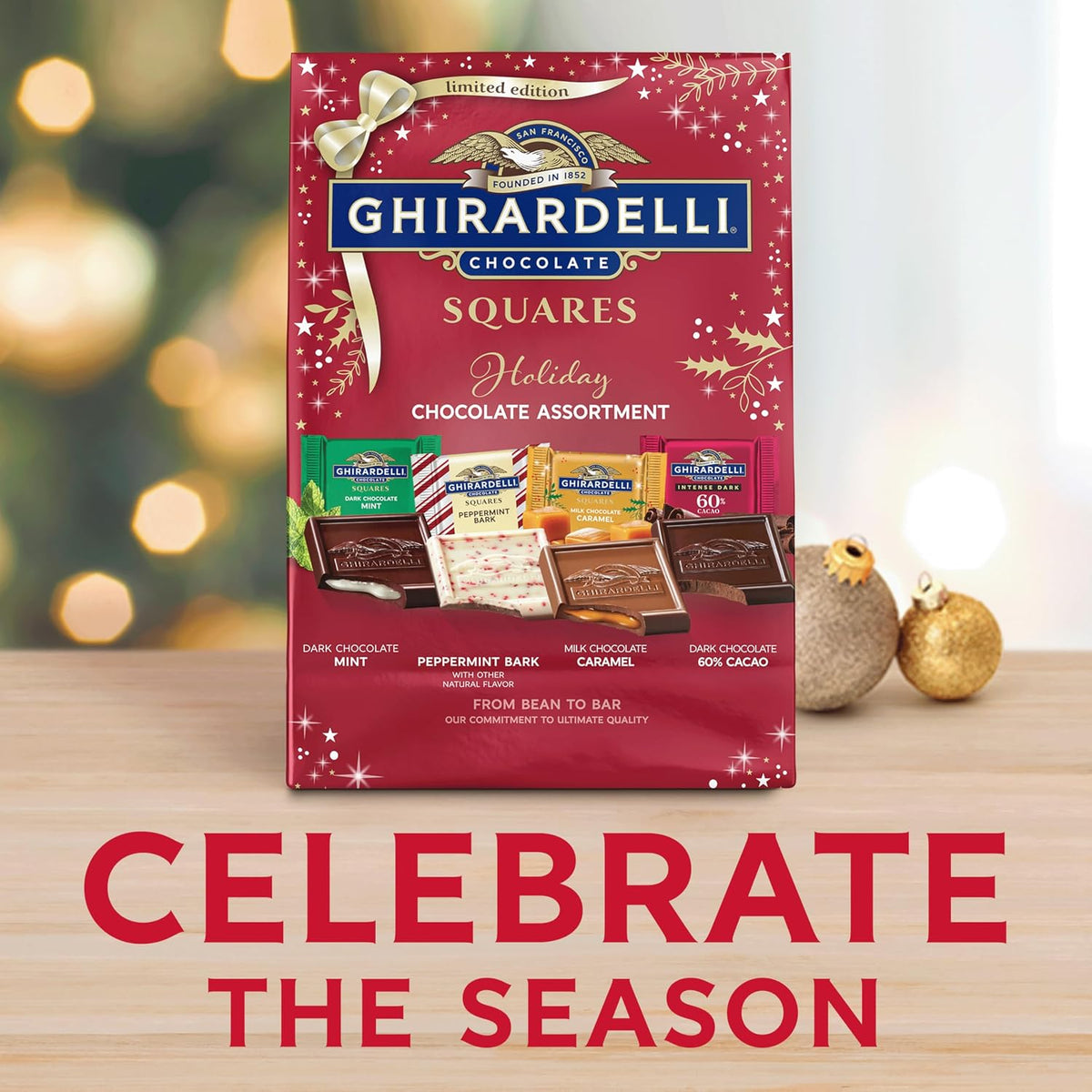 GHIRARDELLI Limited Edition Holiday Chocolate Assortment SQUARES, 12 Oz Bag