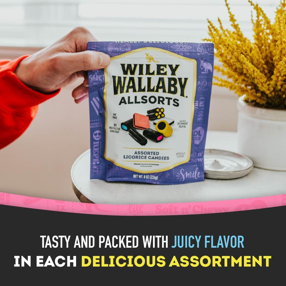 Wiley Wallaby Allsorts Assorted Black Licorice Candy, 8Oz, 1Pk