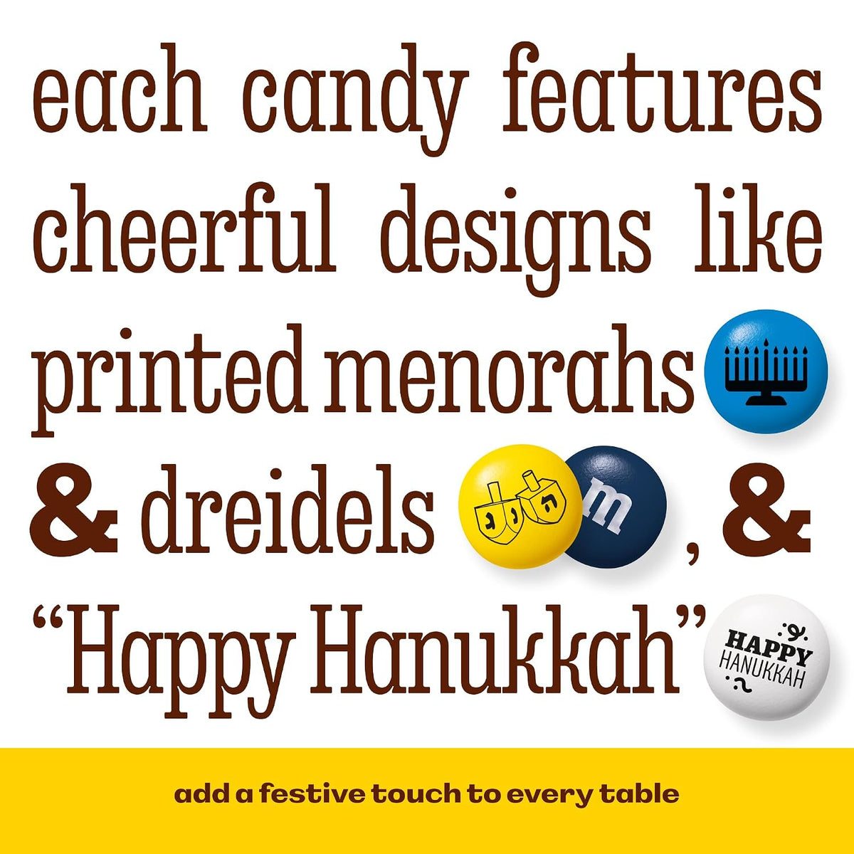M&M'S Hanukkah Milk Chocolate Candy, Blue, Yellow, White, 2 Lb Bulk Bag