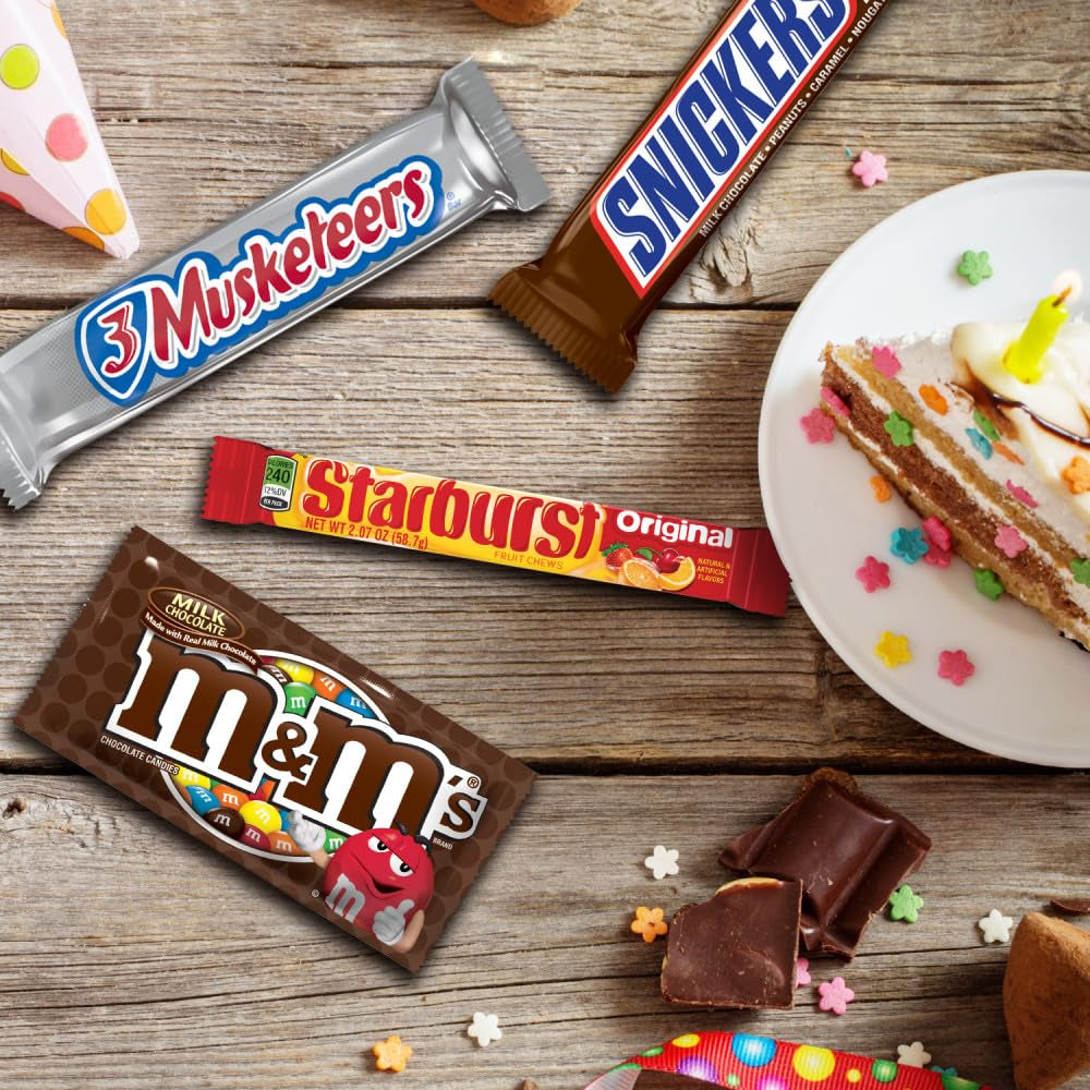 M&M'S, SNICKERS, 3 MUSKETEERS, SKITTLES & STARBURST Variety Pack Full Size Bulk Candy Assortment, 30 Bars