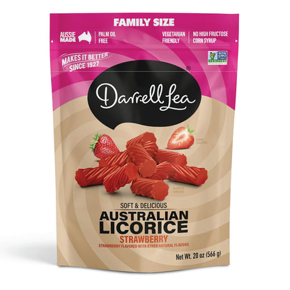 Darrell Lea Family Size Soft Australian Licorice, Made in Australia (Strawberry, 20 Ounce)