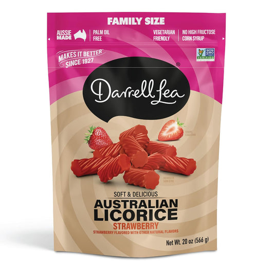 Darrell Lea Family Size Soft Australian Licorice, Made in Australia (Strawberry, 20 Ounce)