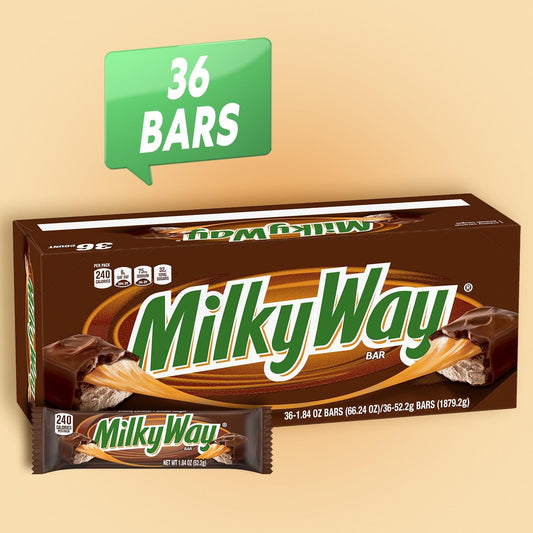 Milky Way Milk Chocolate Candy Bars, Full Size Bulk Box, 36 Ct