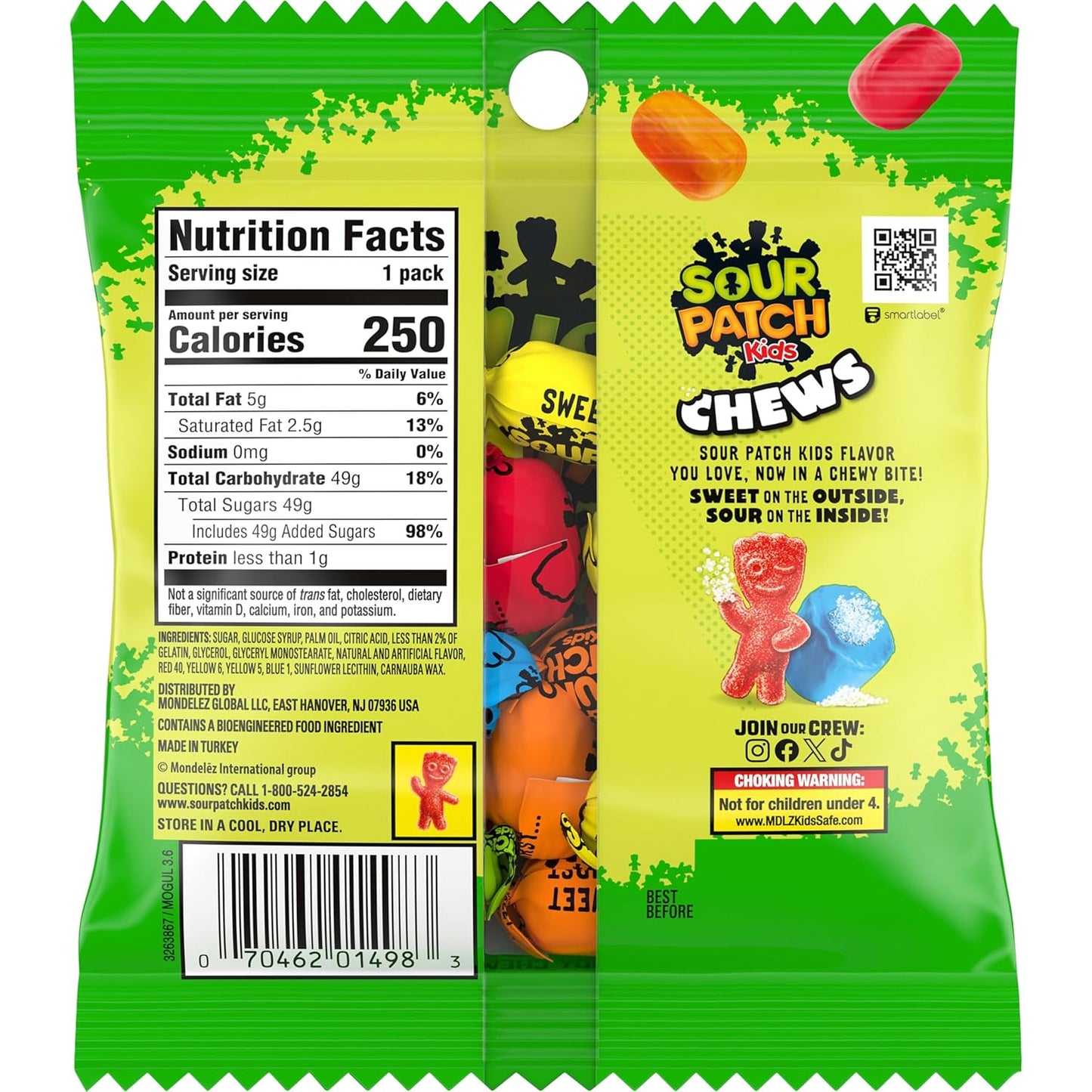 SOUR PATCH KIDS Chews Soft & Chewy Candy, Bulk Candy, 12-2.12 Oz Bags