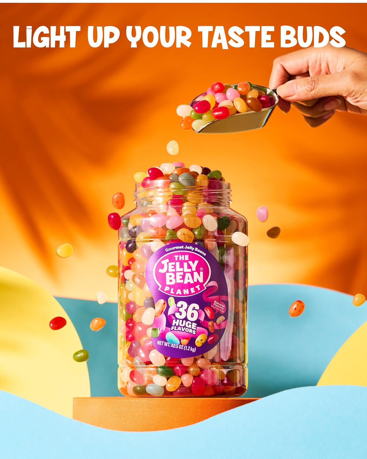 The Jelly Bean Planet, Gourmet Jelly Beans Bulk 42.5 Oz Jar - 36 Natural Fruit Flavors