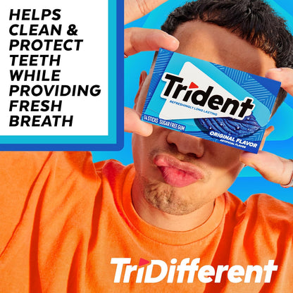 Trident Flavor Sugar Free Gum Packs of 14 Pieces Total Pieces, Original, 168 Count, (Pack of 12)