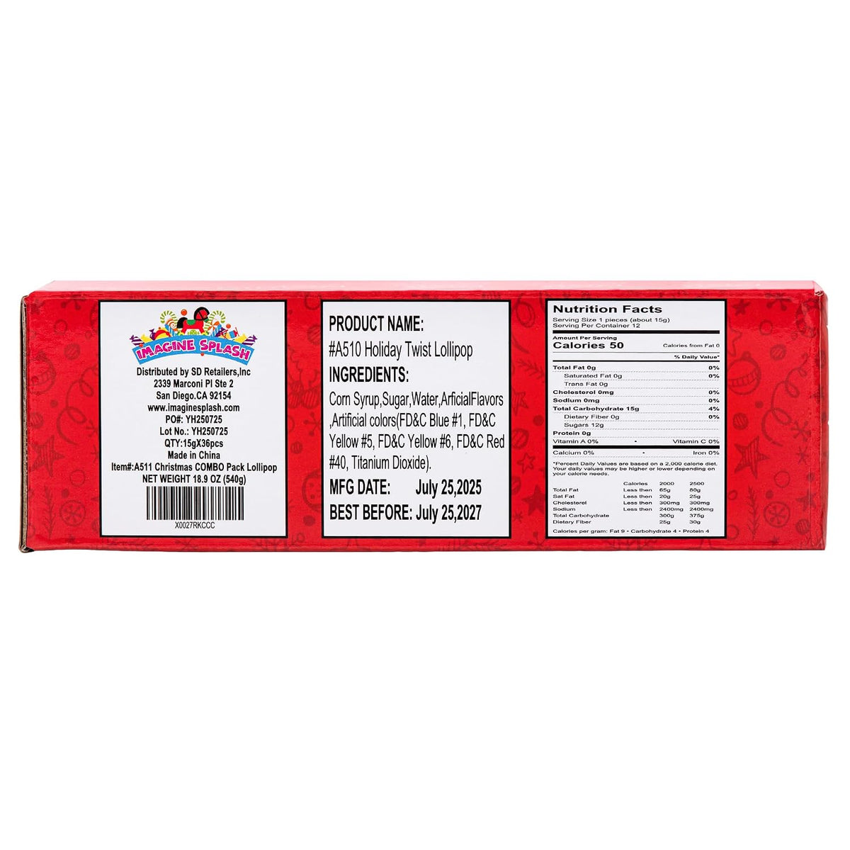 Holiday Twist Lollipops (12 Count) – Red, White & Green, Individually Wrapped, Gluten-Free, Vegan, Dairy-Free Christmas Candy