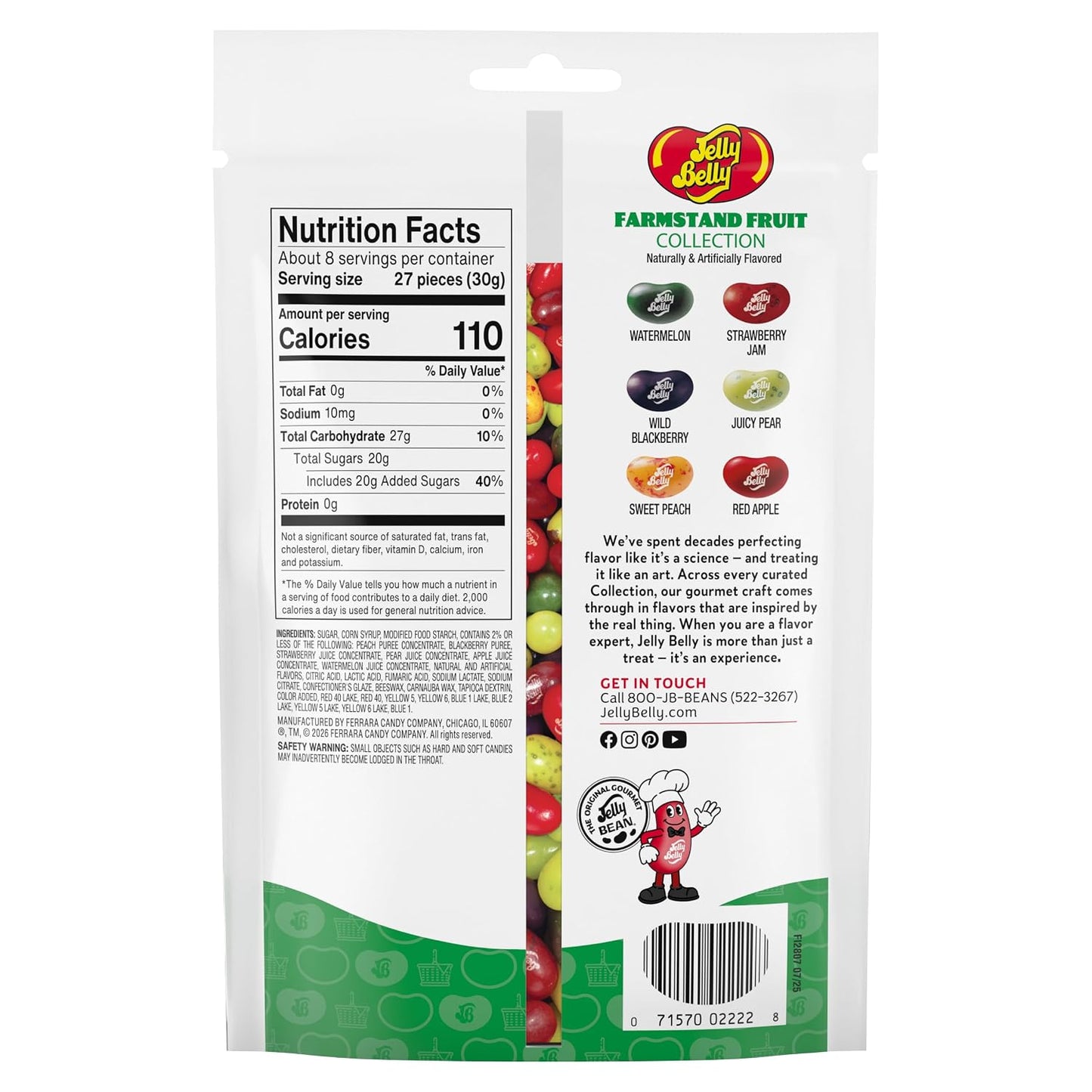Jelly Belly Farmstand Fruit Jelly Bean Collection - 8 Oz Pouch Bag
