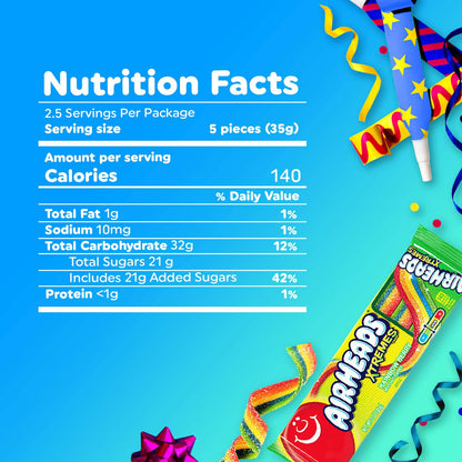 Airheads Xtremes Belts Candy, Chewy Candy Package, Rainbow Berry Fruit Flavor, 3 Ounces (12-Pack)