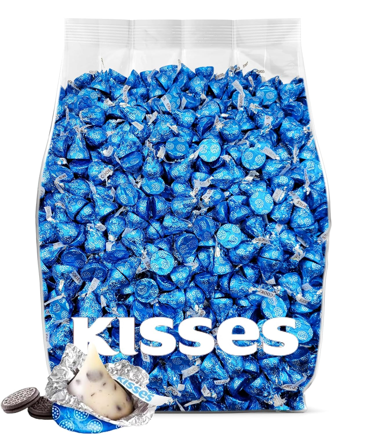Cookies and Cream Kisses Bulk Candy 200 Pieces - Bulk Chocolate Individually Wrapped Blue Kisses - 2 Pounds