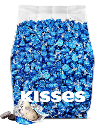 Cookies and Cream Kisses Bulk Candy 200 Pieces - Bulk Chocolate Individually Wrapped Blue Kisses - 2 Pounds