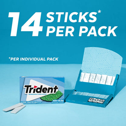 Trident Mint Bliss Sugar Free Gum, 12 Packs of 14 Pieces (168 Total Pieces)