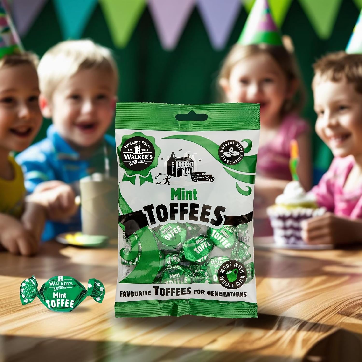 Walkers Nonsuch British Mint Toffee Candy 5.29 Oz (150G) - Natural Mint Flavor, Whole Milk Toffee