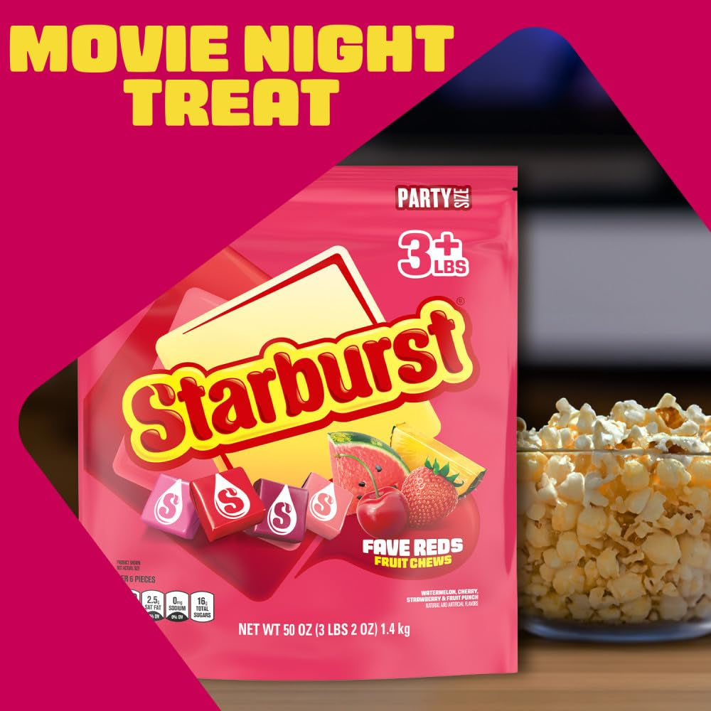 STARBURST Favereds Chewy Fruit Chews, Bulk, Wrapped, Party Size, 50 Oz