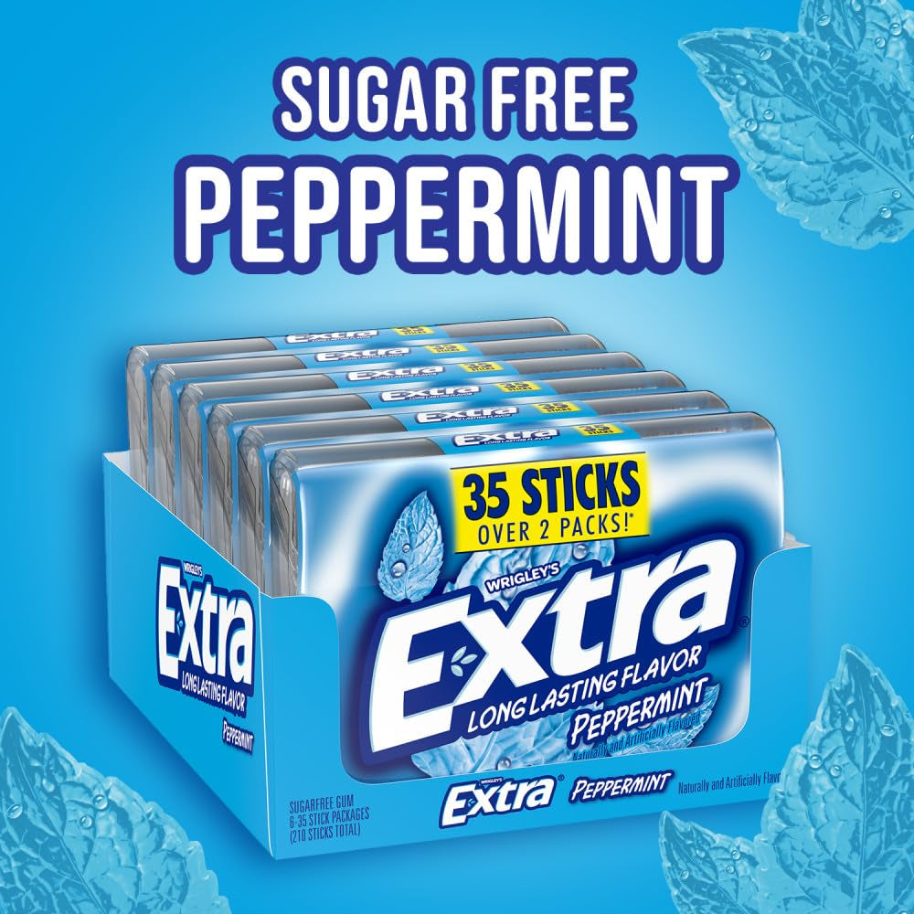 EXTRA Peppermint Sugar Free Chewing Gum Mega Pack - 35 Stick, 6 Pack
