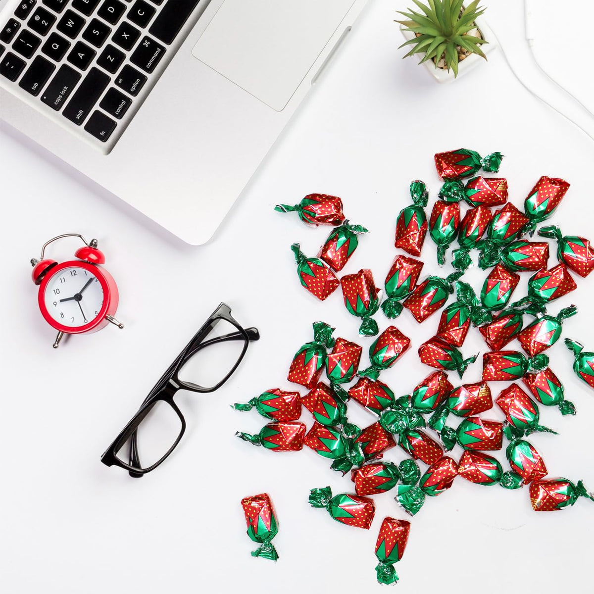 Strawberry Filled Hard Candy Bon Bons 2 Lbs Bulk Pack - Individually Wrapped Fruit-Filled Candy, Classic Strawberry Hard Candy for Office Treats, Parties, and Snacks