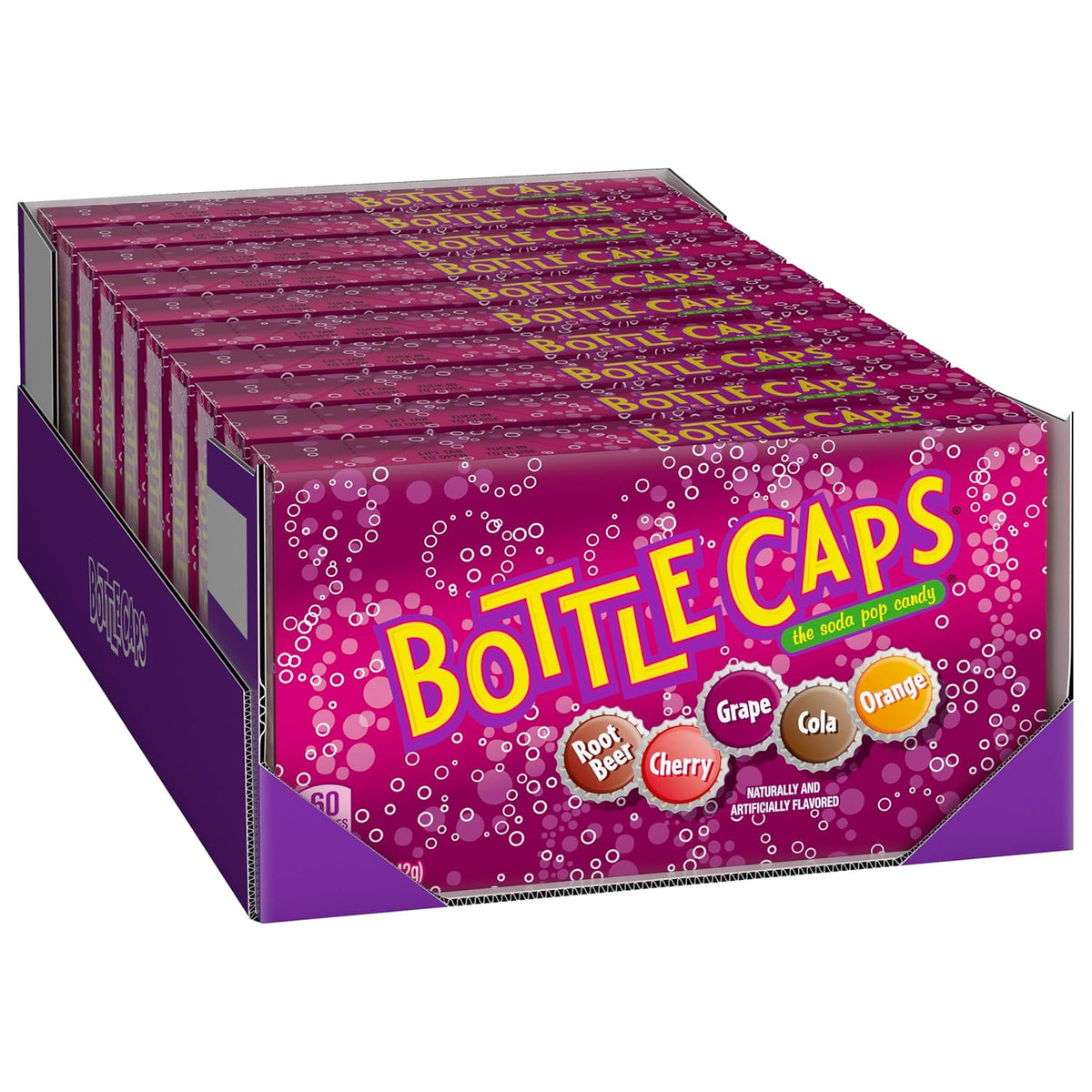 Bottle Caps Fizzy Soda Pop Hard Candy, Theater Box, 5 Oz, 10 Pk