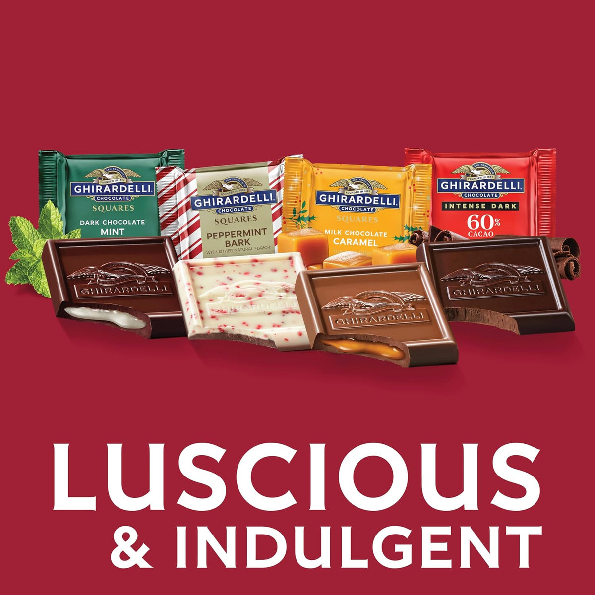 GHIRARDELLI Limited Edition Holiday Chocolate Assortment SQUARES, 12 Oz Bag