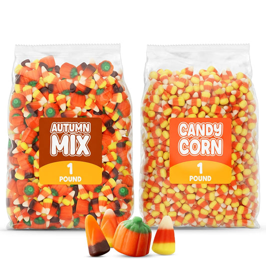 Candy Corn & Autumn Mix Bulk Fall 2 Lb (1 Lb Corn + 1 Lb Autumn Seasonal